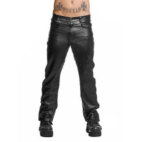 Police Leather Pants with Blue Stripe- 32 Inch Waist