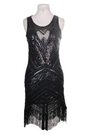 Flapper Dress-Black-3XL