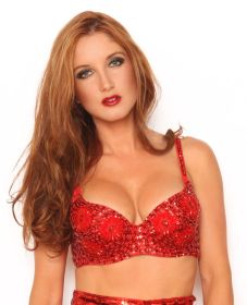 Beaded Top with Sequins- Red, M/L