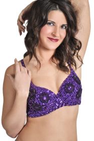 Beaded Top with Sequins - Purple - S/M