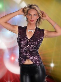 Sequins Vest - Purple, Large