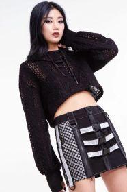 Reflective Diamond Grid Skirt - S