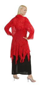 Crinkle Beaded Duster- Red (Plus Size)