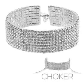 Choker Stretchy - 8 Lines - Silver