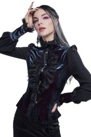 Gothic Black Lace trim ButtonUp shirt-M