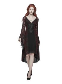 Gothic Goddess Classical Mid-Length Dress - Black/Red - XL/2XL