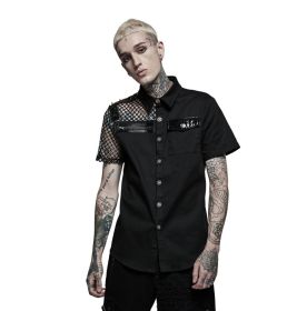 Punk Asymmetric Stitching Shirt-3XL