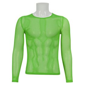 Mesh Long-Sleeves T-Shirt, Neon Green-M