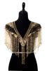 Beaded Shawl with Mirrors-Gold on Black