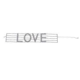 Rhinestone Choker - " LOVE "- Silver