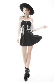 Princess Black Contrast White lace Sexy Corset Dress-XL