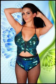 Hi-waisted Sequin panty -Peacock color S/M