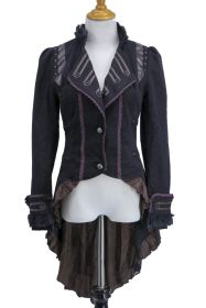 Steampunk Ruffle Coat - Black/Brown -3X