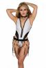 White and black colorblock Mesh stretchy bodysuit