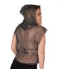 Rhinestone mesh Hooded sleeveless shirt