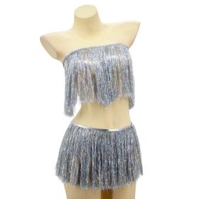 Rave fringes top and belt set - Silver