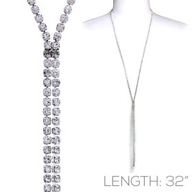 Lariat Necklace, Rhinestones 32"