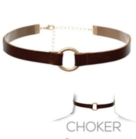 Choker Necklace Leather with ring