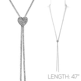 Lariat Rhinestone heart neck, slider, slv