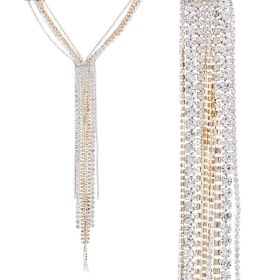 Rhinestone Lariat Multi Size 5 Row Fringe