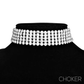 5 row big rhinestone choker