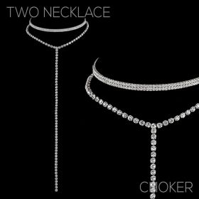 2 pc set rhinestone choker and lariat, slv