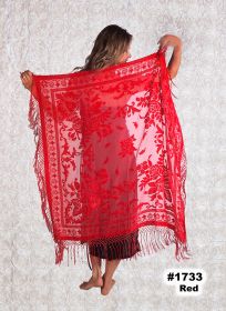 Velvet Scarf Square - Red