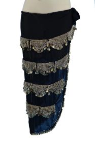 Heavy U Shape Sash/Skirt with lots of coins, Black/Gold