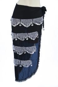 Heavy U Shape Sash/Skirt with lots of coins, Black/Silver