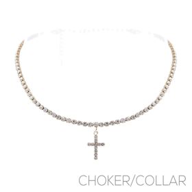 s rs Cross Choker/Collar  - Gold