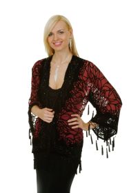 Short Jacket - Spider Design - Burgundy with Black