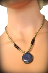 Necklace Lapis - 1 Circle Pendant type