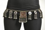 Belt - Afghan - Square Center with Circle ring flat coins ad bells - thin top