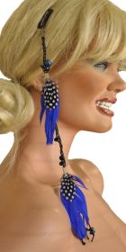 Feather Hair Accessory - Polka-Dotted Ryl Blue