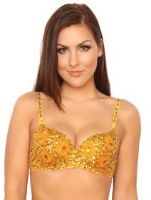 Beaded Top with Sequins - Gold, M/L