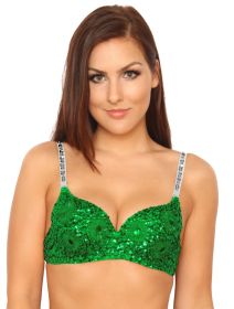 Beaded Bra Top - GREEN -Plus Size 44D