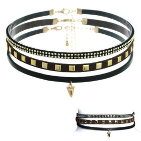 Choker - 3 piece set with gold studs & Spike Choker - 3 piece set with gold studs & Spike