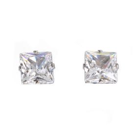 Stud Earring - Square ( 8mm / 2 CT ) - Clear