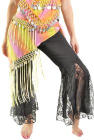 Triangle Coin Sash with Fringes, Yellow Tie Dye/Silver