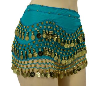 Coin Sash - Solid Color, Teal /Gold Coins