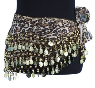 240 Coin Sash - Brown Leopard/ Gold