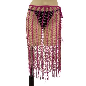 Beaded Crochet wrap - Fuchsia with Gold