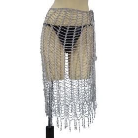 Beaded Crochet wrap -Silver with Silver