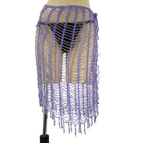 Beaded Crochet wrap- Lilac with Gold