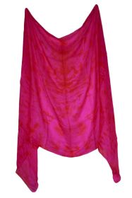 Silk Veil - 1/2 Circle - Fuchsia / Red Tie-Dye