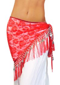 Coin Sash with Stretch Fabric-Red/Sil