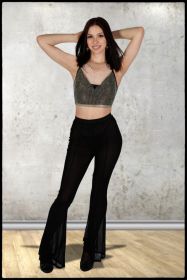 Mesh stretchy hi-waisted bell bottoms-M