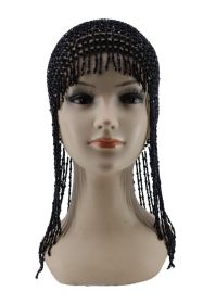 Meshed Beaded Cap - Stretchy - Black