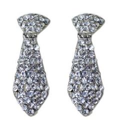 Rhinestone Tie Shaped Stud Earrings