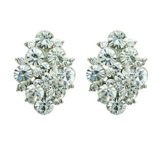 Rhinestone Rhombus Clip Earrings - CLR